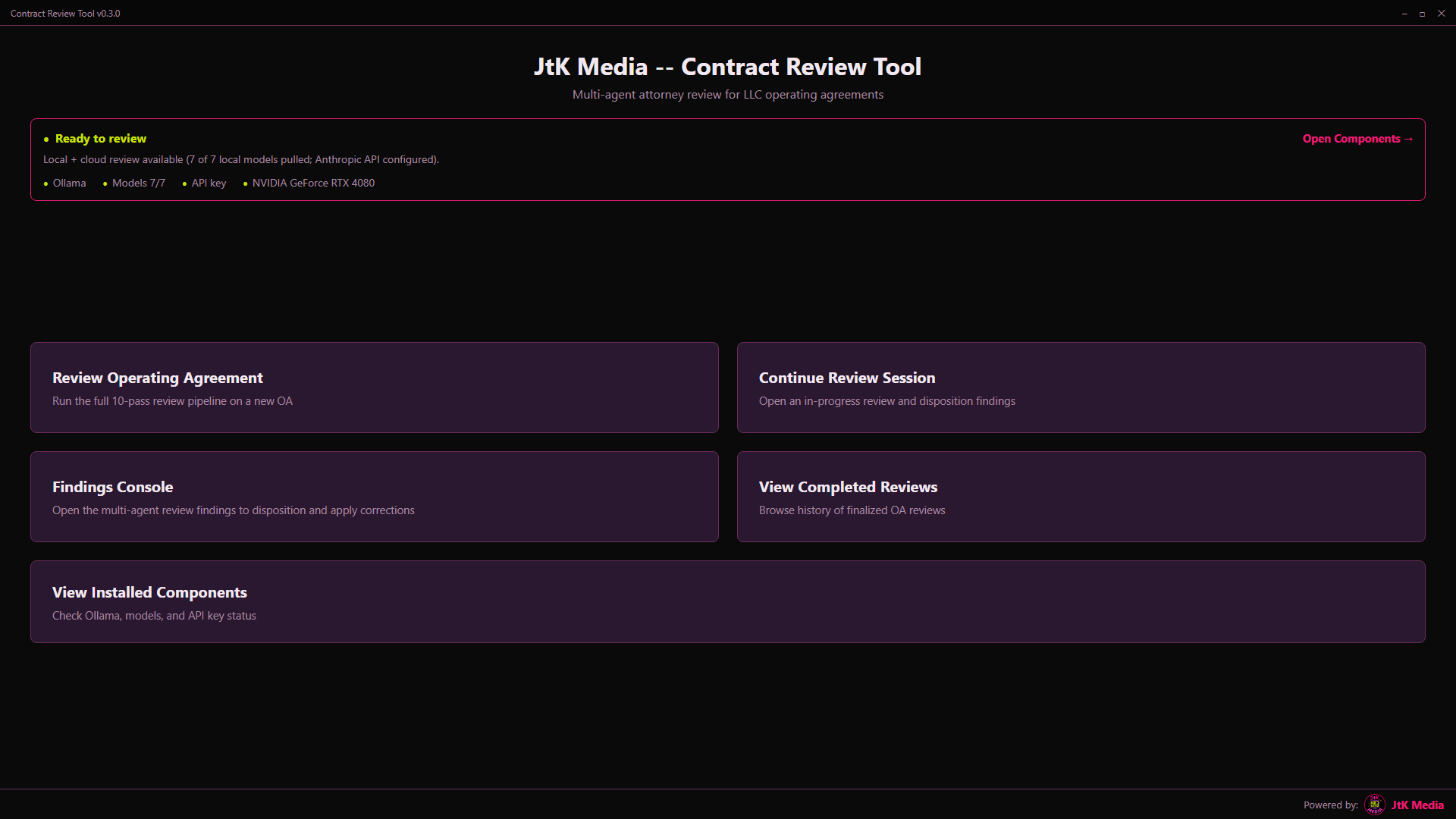 Main menu and pipeline readiness