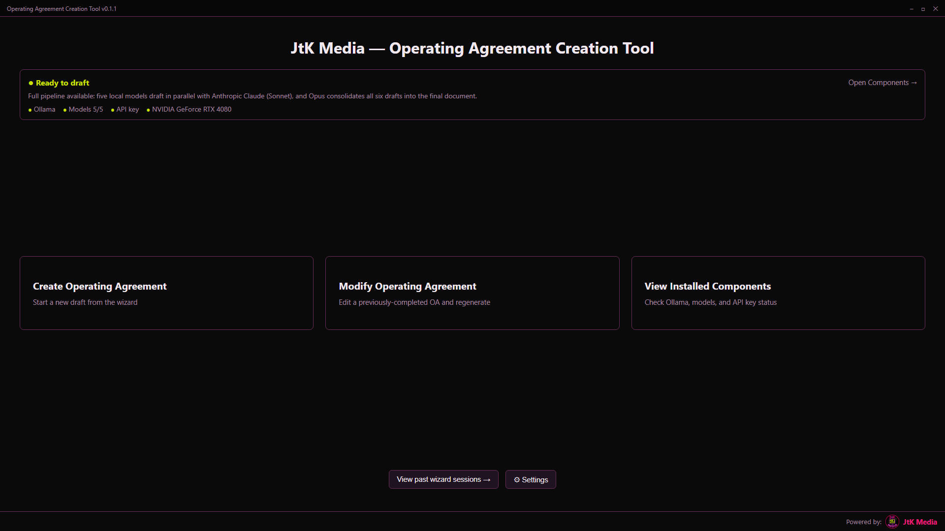 Main menu and readiness