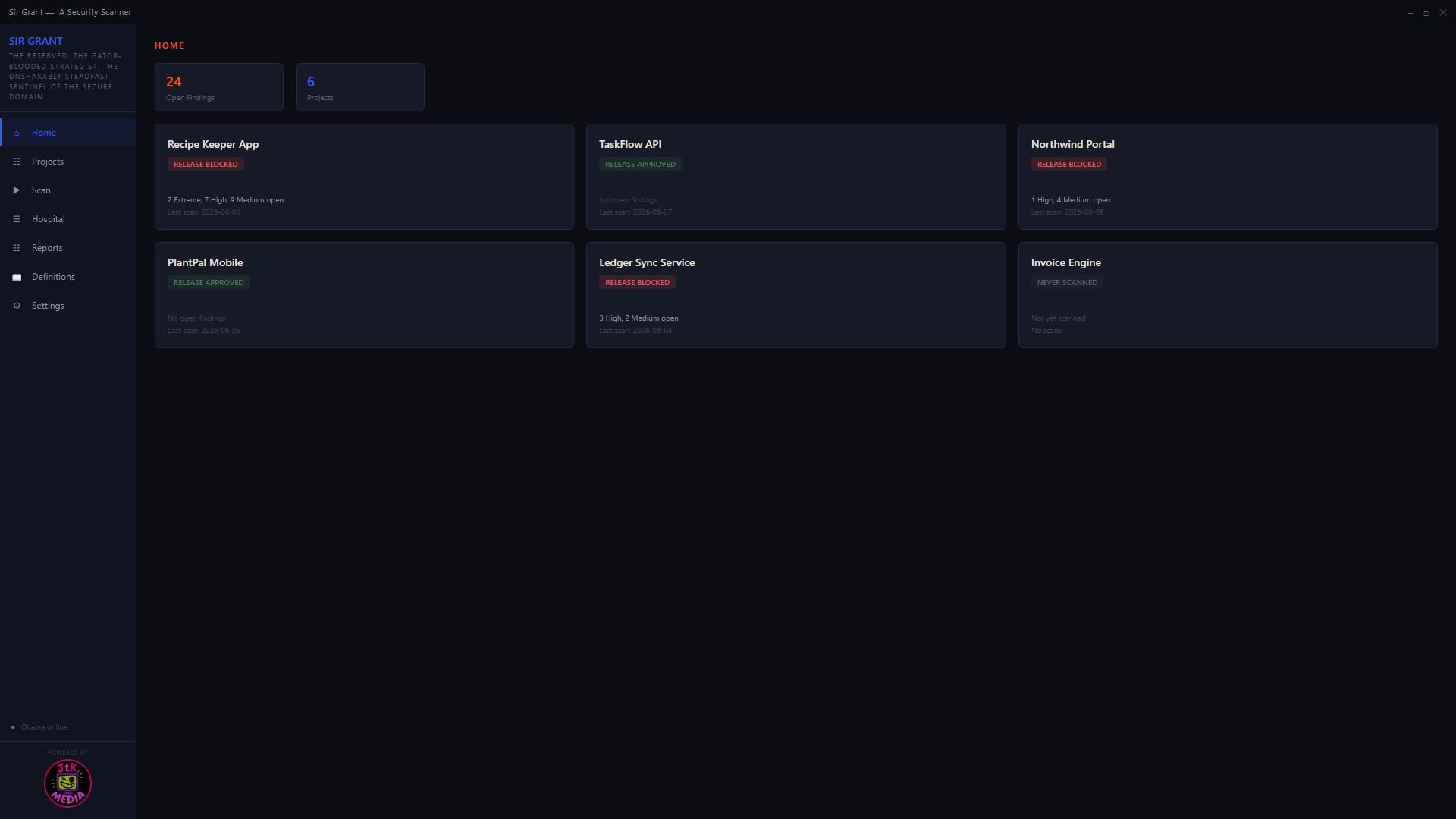 Scan launcher and dashboard