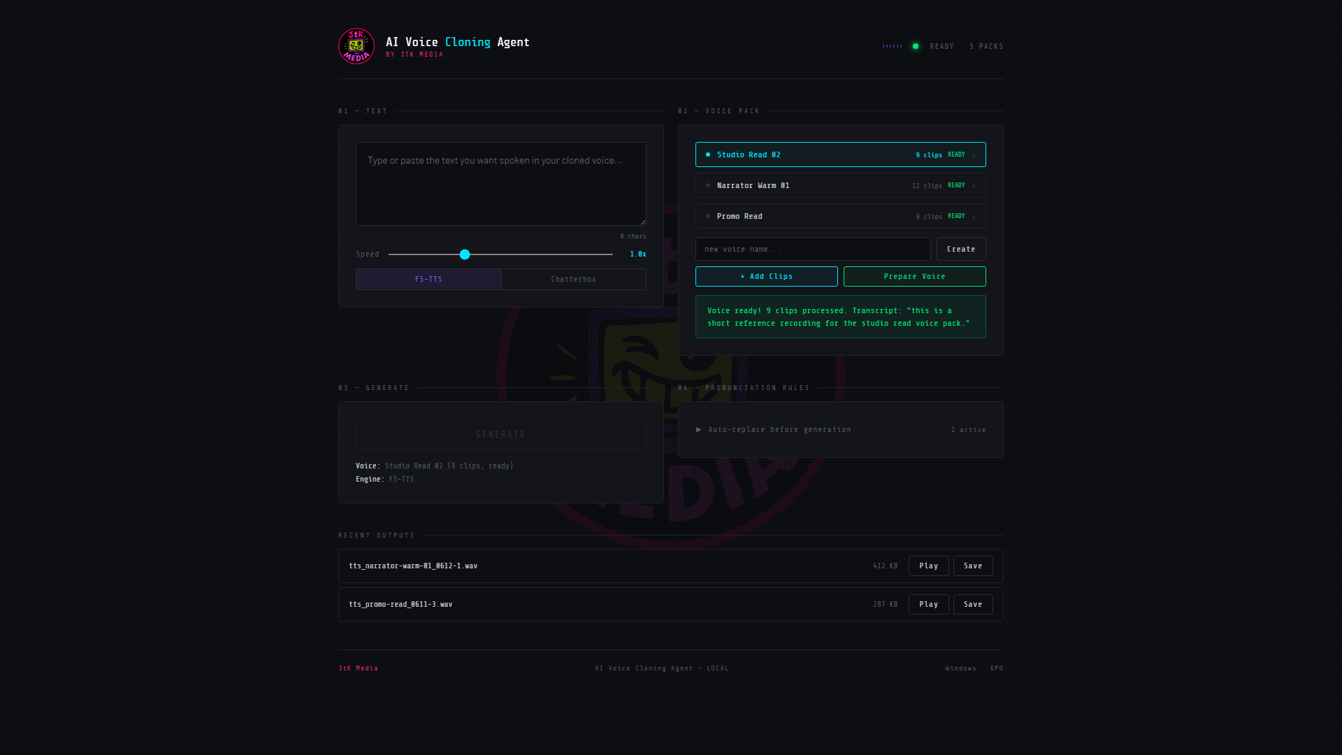 Building a voice from clips